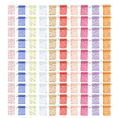 Laikoutd Set Von 100 Kleinen Organza Taschen Mit Kordelschließung Stilvoller Geschenktüte Verpackung Beutel Schmuck Und Kleine Schätze Hochzeiten Vorräte von Laikoutd