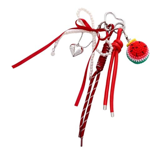 Laikoutd Stilvoller Häkelbeutel Charme Mit Obst Blumendesign Weicher Gewebter Anhänger Für Frauen Geschenk Praktische Handgefertigte Häkelschlüsselkette von Laikoutd