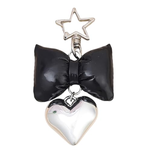 Laikoutd Süße PU Leder Bowknot Herz Keychain Anhänger Mode Schöne Hänge Orament Keyring Rucksack Dekoration Schmuck PU Leder Bogenknoten Herz Keychain Anhänger von Laikoutd