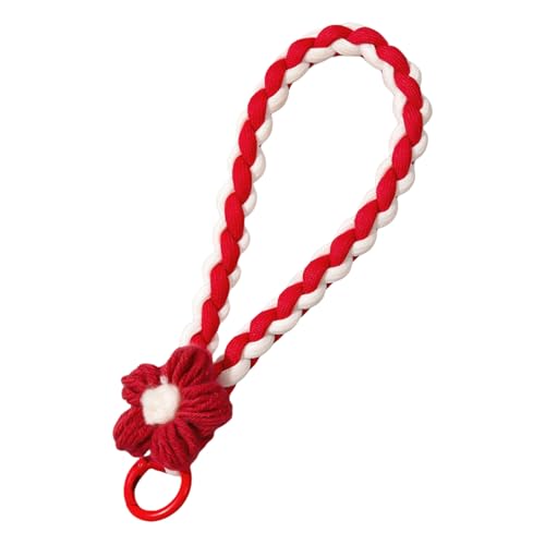 Laikoutd Zeichentrickstile Farbenfrohe Geflochtene Schlüsselbund Mit Blumencharm Für Autoschlüssel Handgewebt von Laikoutd