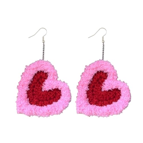 Lustige Und Farbenfrohe Ohrzubehör Zarte Gehäkelte Ohrringe Einfacher Herzohr Anhänger Valentinstag Geschenke Für Frauen Mädchen Gehäkelte Ohrringe von Laikoutd