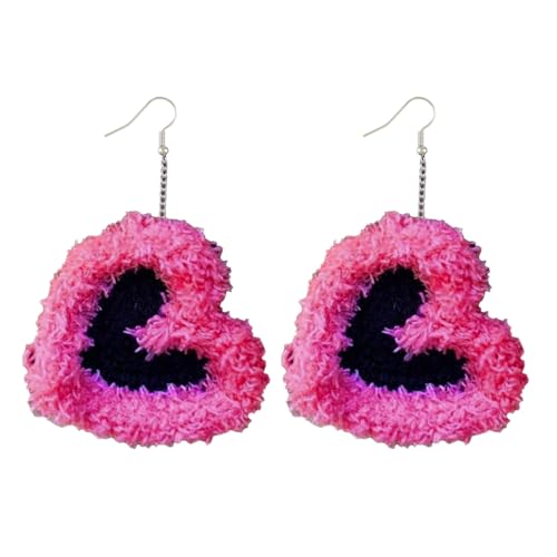 Lustige Und Farbenfrohe Ohrzubehör Zarte Gehäkelte Ohrringe Einfacher Herzohr Anhänger Valentinstag Geschenke Für Frauen Mädchen Gehäkelte Ohrringe von Laikoutd