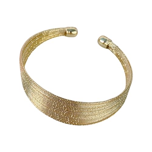 Mehrzweckgold Mit Breitem Drahtarmband Manschettenknopf Tragbares Accessoire Für Frauen Mit Vintage Layer Styles Casual Urlaub Schmuck von Laikoutd