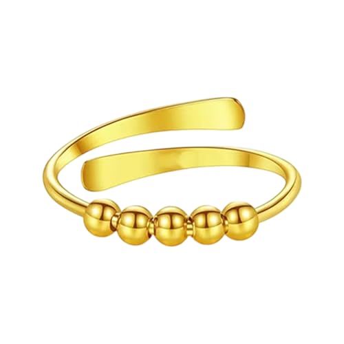 Mode Forward Verstellbare Ringe Mit Rotierenden Perlenkupfertexturschmuck Für Dating Und Büro Tragen Einzigartige Fingerringe von Laikoutd