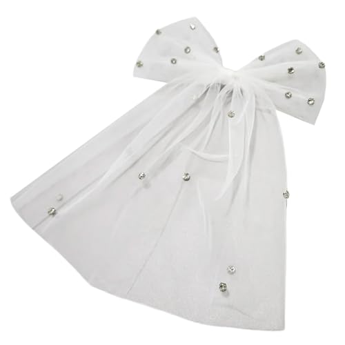 Moderne Strasssteine ​​Bowknot Schleier Haarteil Bequeme Haarclip Kopfbedeckung Für Brautjungfer Oder Braut Bei Verlobungsfeiern Abendkleid Haare Clip von Laikoutd
