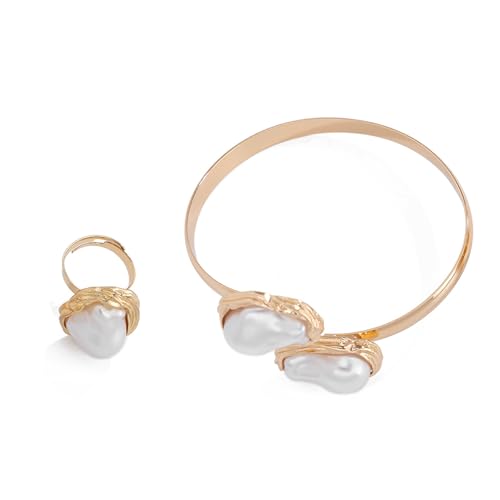 Modische, unregelmäßige Imitationsperlenringe und französische Barock-Designs, Schmuck-Accessoire für Damen von Laikoutd