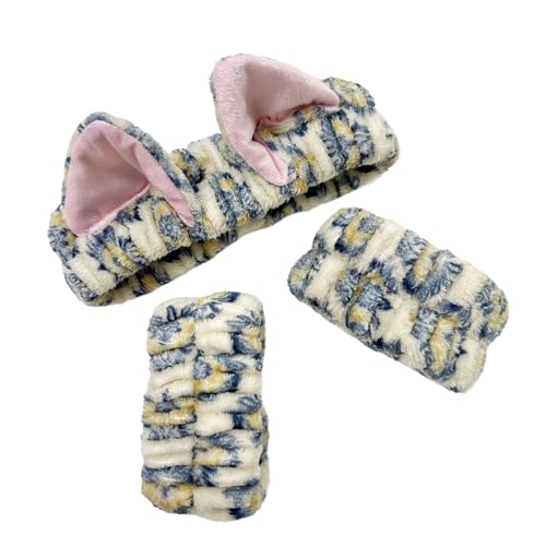 Schöne Katzen Ohrhaarband Und Handgelenk Waschband Set Für Frauen Mädchen Gesicht Waschen Und Make Up Plüsch Haarhoop Care Accessoires von Laikoutd