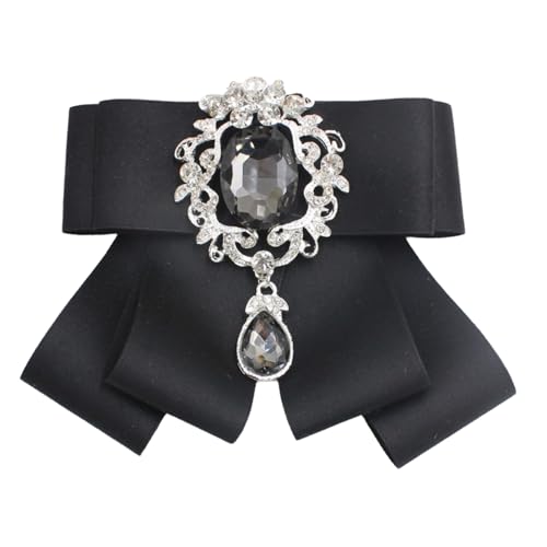 Seidenband Bowknot Brosche Pin Kristall Strasssteine ​​Bowtie Herren Frauen Hochzeitshemd Jabot Kragen Vorgebunden von Laikoutd