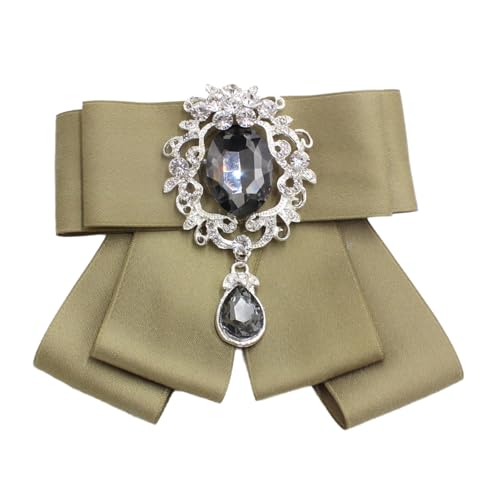 Seidenband Bowknot Brosche Pin Kristall Strasssteine ​​Bowtie Herren Frauen Hochzeitshemd Jabot Kragen Vorgebunden von Laikoutd