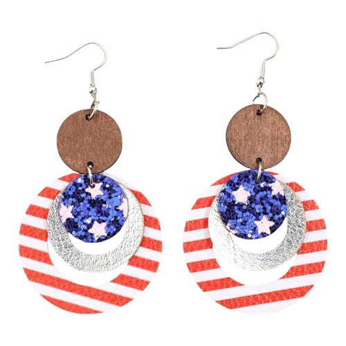 Stylische Pailletten Hoop Ohrringe Patriotische Statement Leder Textur Perfekt Für Patriotische Feierlichkeiten Und Party Pailletten Hoop von Laikoutd