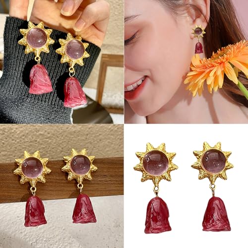 Vintage Inspirierte Sonnenflowers Ohrringe Mit Kristallen Handgefertigt Rose Pendellöze Ohrschern Schmuck Für Mode Enthusiasten Kristallschstene von Laikoutd