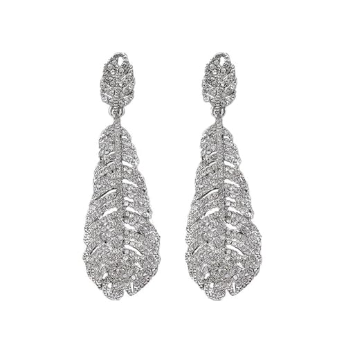 Zarte gefiederte Tropfen-Ohrringe mit Strasssteinen, einzigartige Tropfen-Ohrstecker für einen stilvollen Look von Laikoutd