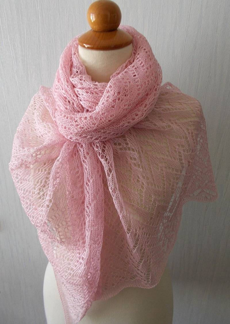 Leinenschal Spitze Schal Gestrickte Natürliche Sommer Wrap in Blassrosa Frauen Accessoire von LaimaShop