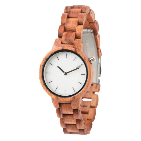 LAiMER Damen Holzuhr MARMO ROSE - Ø 34mm - Rosenholz & Marmor von Laimer