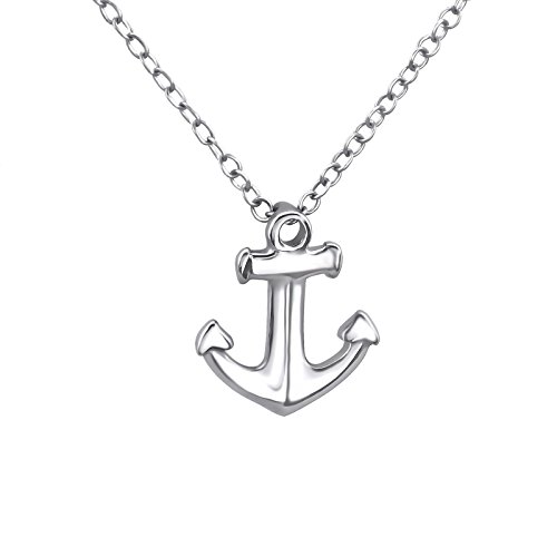 Laimons Damen-Anhänger Anker 10mm glanz Halskette Maritim Kette 45cm Sterling Silber 925 von Laimons