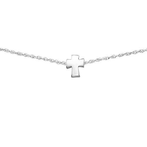 Laimons Damen-Anhänger Choker Halskette Kreuz glanz 6mm mit Kette 38cm plus Verlängerung 8cm Sterling Silber 925 von Laimons