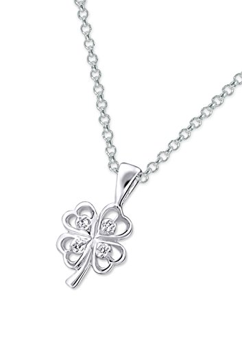 Laimons Damen-Anhänger Kleeblatt weiß mit Zirkonia und Kette 45cm Sterling Silber 925 von Laimons