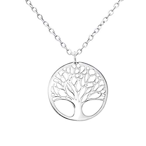 Laimons Damen-Halskette mit Kette 45 cm fein und Anhänger Baum des Lebens 18 mm glanz Sterling Silber 925 von Laimons