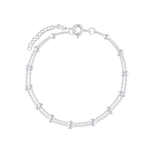 Laimons Damen-Armband Kugelarmband zweireihig Kugel 2mm Kette 1mm Stärke Länge 15cm plus 3cm Verlängerung aus Sterling Silber 925 von Laimons