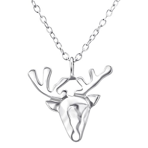 Laimons Damen-Halskette Damenschmuck Hirsch-Kopf filigran mit Kette 45cm Sterling Silber 925 von Laimons