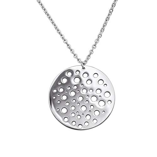 Laimons Damen-Halskette Kette 50 cm mit Anhänger Platte Scheibe rund 25 mm x 25 mm aus Edelstahl von Laimons