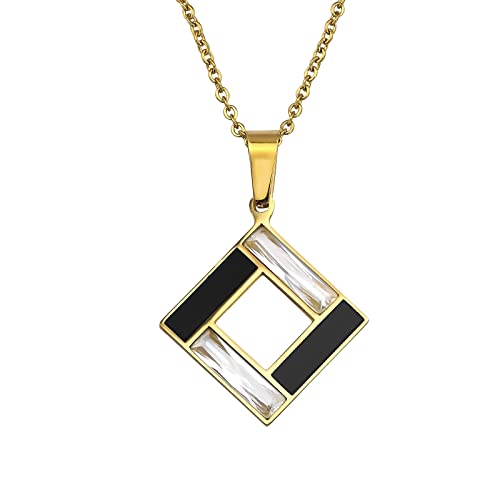 Laimons Damen-Halskette Kette 50 cm mit Anhänger Platte viereckig 30 mm x 30 mm aus Edelstahl vergoldet von Laimons