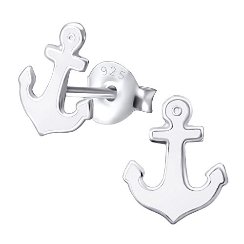 Laimons Damen-Ohrstecker Anker 10mm im Maritim Design weiß Sterling Silber 925 von Laimons