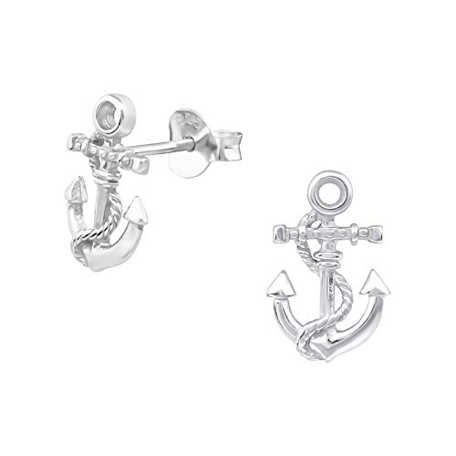 Laimons Damen-Ohrstecker Ohrringe Maritim Damenschmuck Anker 11 mm glanz matt Sterling Silber 925 von Laimons