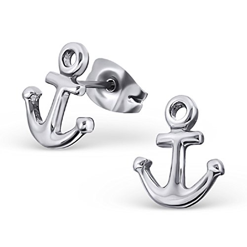 Laimons Damen-Ohrstecker Damenschmuck Anker Maritim 10mm glanz Edelstahl von Laimons