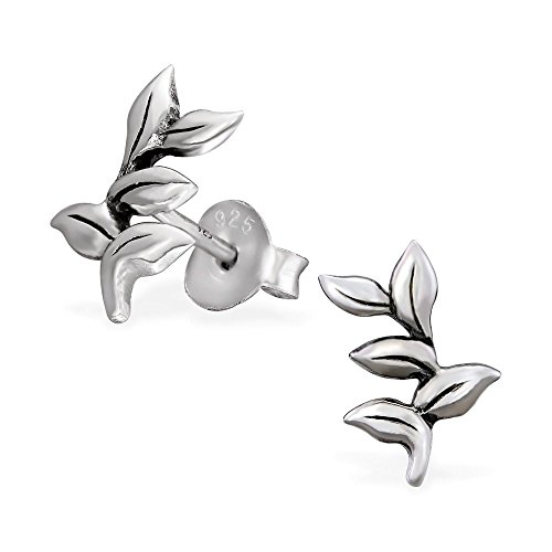 Laimons Damen-Ohrstecker Damenschmuck Blatt Zweig design oxidiert Sterling Silber 925 von Laimons