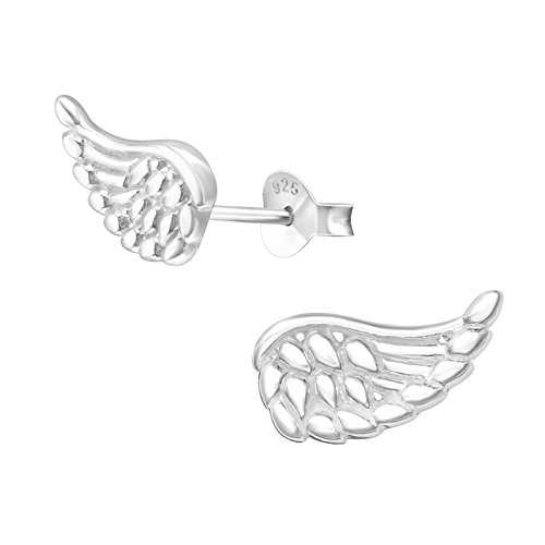 Laimons Damen-Ohrstecker Damenschmuck Engels-Flügel matt glanz Sterling Silber 925 von Laimons