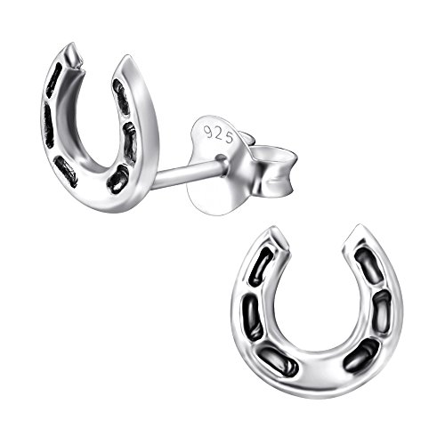Laimons Damen-Ohrstecker Damenschmuck Hufeisen Glücksbringer oxidiert Sterling Silber 925 von Laimons