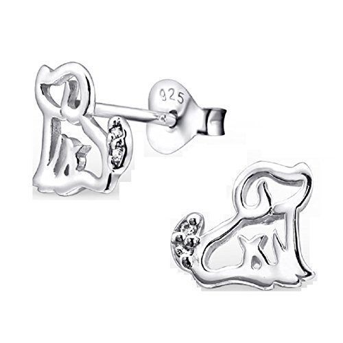 Laimons Damen-Ohrstecker Damenschmuck Hund Welpe glanz Zirkonia Sterling Silber 925 von Laimons