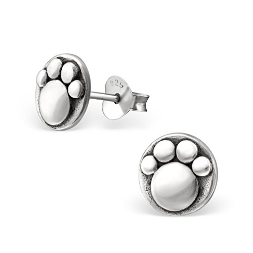 Laimons Damen-Ohrstecker Damenschmuck Hundepfote oxidiert Sterling Silber 925 von Laimons