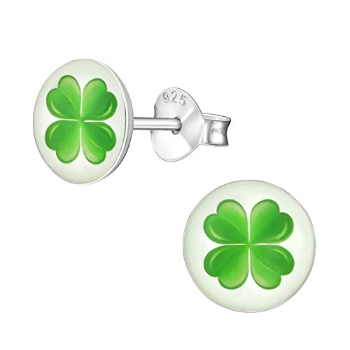 Laimons Damen-Ohrstecker Damenschmuck Kleeblatt Platte Grün Sterling Silber 925 von Laimons