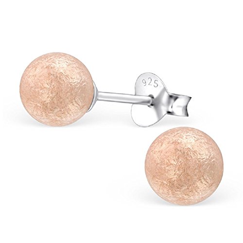 Laimons Damen-Ohrstecker Damenschmuck Kugel Ball 6mm in orange gebürstet Sterling Silber 925 von Laimons