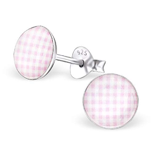 Laimons Damen-Ohrstecker Damenschmuck Pünktchen Platte Weiß-Rosa Sterling Silber 925 von Laimons
