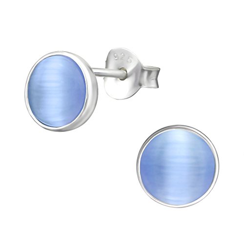 Laimons Damen-Ohrstecker Damenschmuck Scheibe Platte Hell Blau Sterling Silber 925 von Laimons