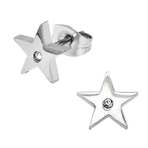 Laimons Damen-Ohrstecker Damenschmuck Stern glanz mit Glitzer aus Edelstahl von Laimons