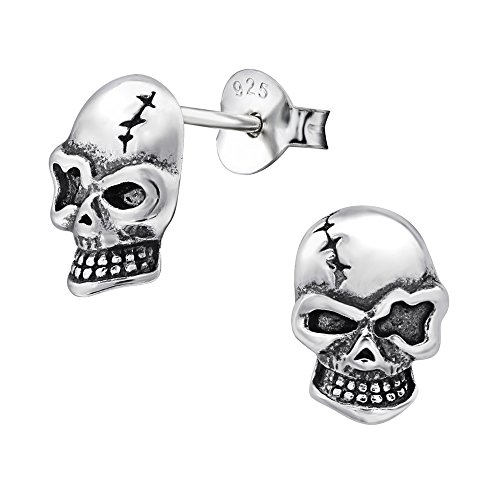 Laimons Damen-Ohrstecker Damenschmuck Totenkopf oxidiert Sterling Silber 925 von Laimons