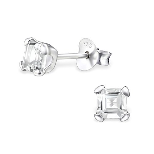 Laimons Damen-Ohrstecker Damenschmuck eckig Weiß Zirkonia Sterling Silber 925 von Laimons