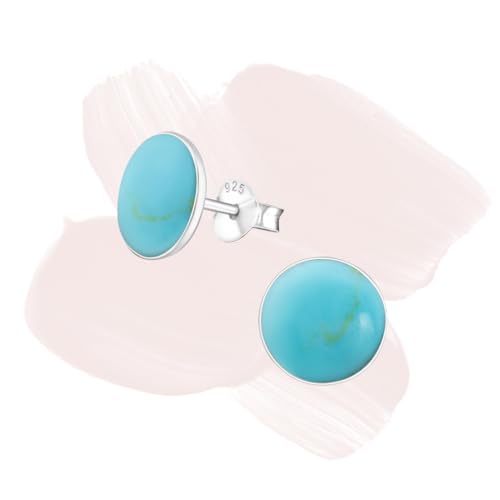 Laimons Damen-Ohrstecker Damenschmuck rund Design Platte Türkis Sterling Silber 925 von Laimons