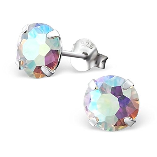 Laimons Damen-Ohrstecker Damenschmuck rund Zirkonia regenbogen Sterling Silber 925 von Laimons