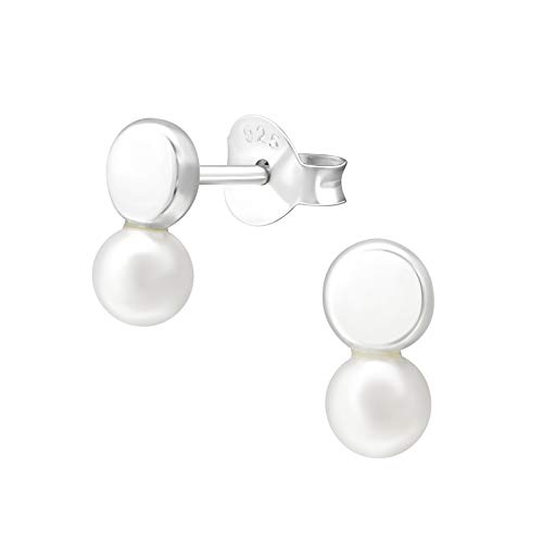 Laimons Damen-Ohrstecker Damenschmuck rund glanz Weiß Sterling Silber 925 von Laimons