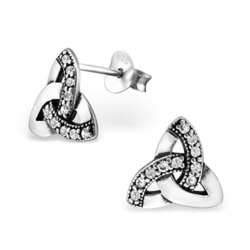 Laimons Damen-Ohrstecker Dreifaltigkeit oxidiert Zirkonia Sterling Silber 925 von Laimons
