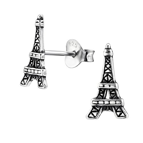 Laimons Damen-Ohrstecker Eiffelturm oxidiert Sterling Silber 925 von Laimons