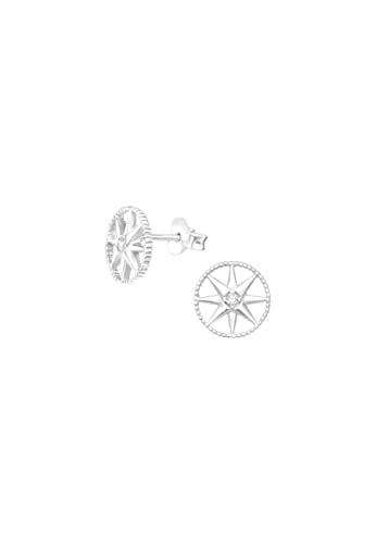Laimons Damen-Ohrstecker Funkelnder Stern Glitzer 9mm aus Sterling Silber 925 von Laimons