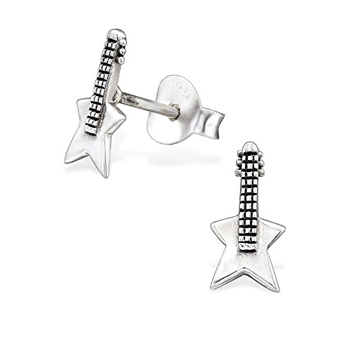 Laimons Damen-Ohrstecker Gitarre oxidiert Sterling Silber 925 von Laimons