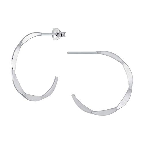 Laimons Damen-Ohrstecker Halbkreis rund 25mm Glanz gehämmert aus Sterling Silber 925 von Laimons
