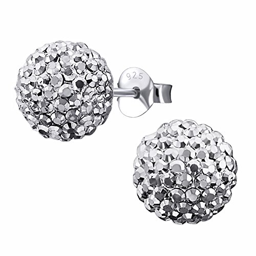 Laimons Damen-Ohrstecker Halbkugel glitzer silber aus Sterling Silber 925 von Laimons